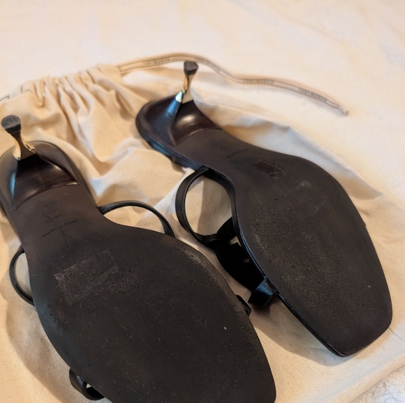 Tory Burch Miller Bombe Black Leather Open Toe Low Heel - Picture 8 of 9